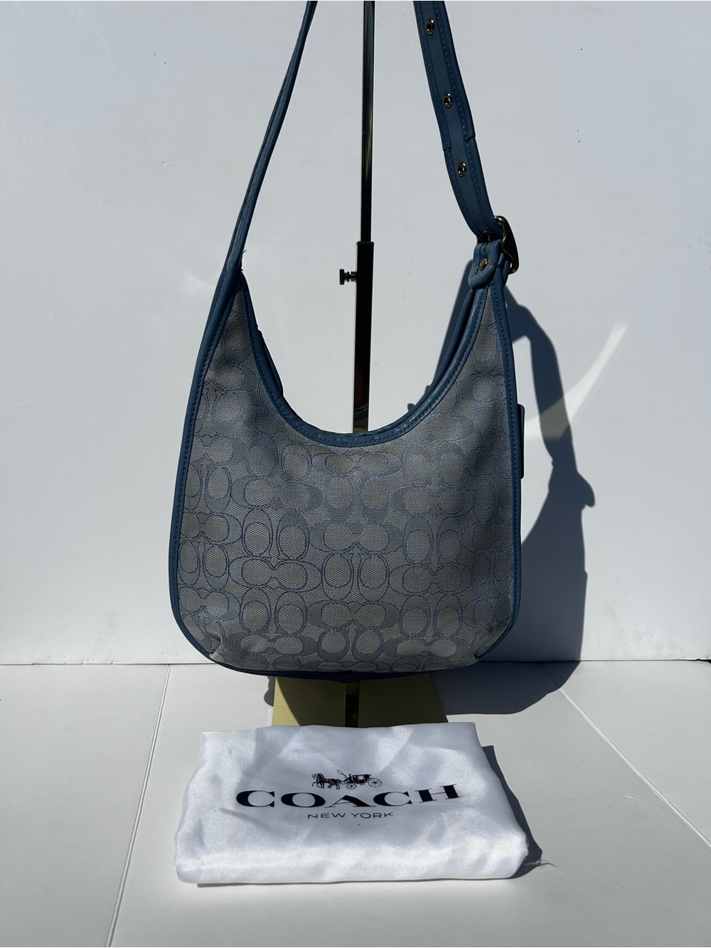 Coach Ergo Shoulder Bag Signature Jacquard Marble Blue Azure C2588 Vintage Style